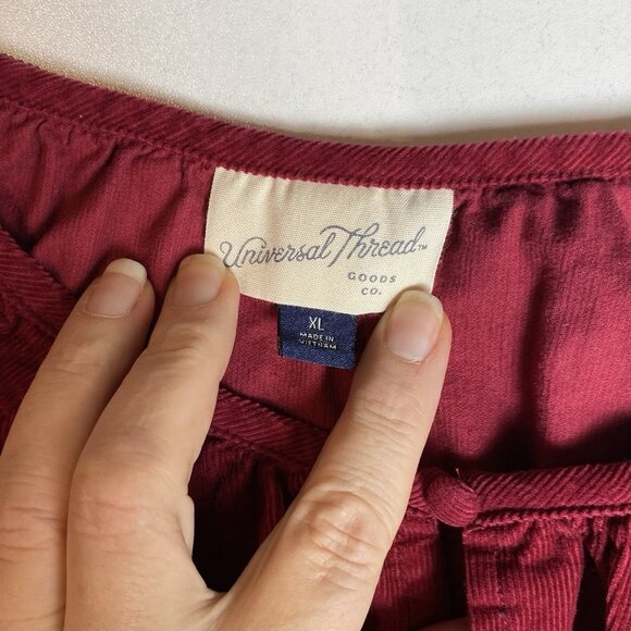 Universal Thread Womens Dress Cotton Corduroy Cranberry Red Inseam Pockets Sz XL - Picture 3 of 10